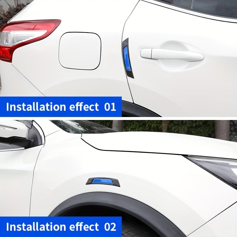 3D Super Red Reflective Stickers Black Real Carbon Fiber Strips Car Side Door Edge Bumper Anti-Scratch Protection Guards Trim Stickers Universal