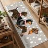 Cute Three Dachshund Dog Polka Dot Runner Rug Cartoon Puppy Print Non Slip Floor Mat for Hallway Bedroom Entryway