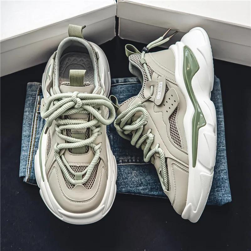 Men Running Shoes Thick Bottom Mesh Breathable Sports Casual Footwear Trending Outdoor Walking Sneakers Adult New 39-44