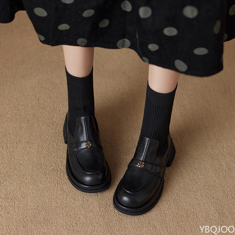 Women's autumn winter round toe comfortable thick mid heeled short boots simple daily casual versatile women's shoes