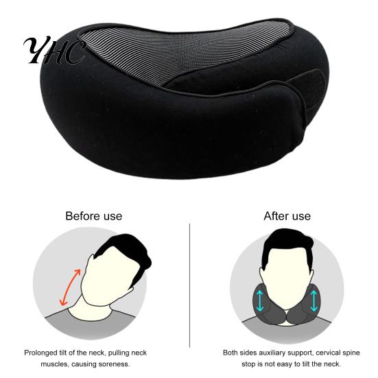 Adjustable Neck Pillow Memory Foam Travel 360 Degree Support U-Shaped Car Airplane with Fastener Tape Nap