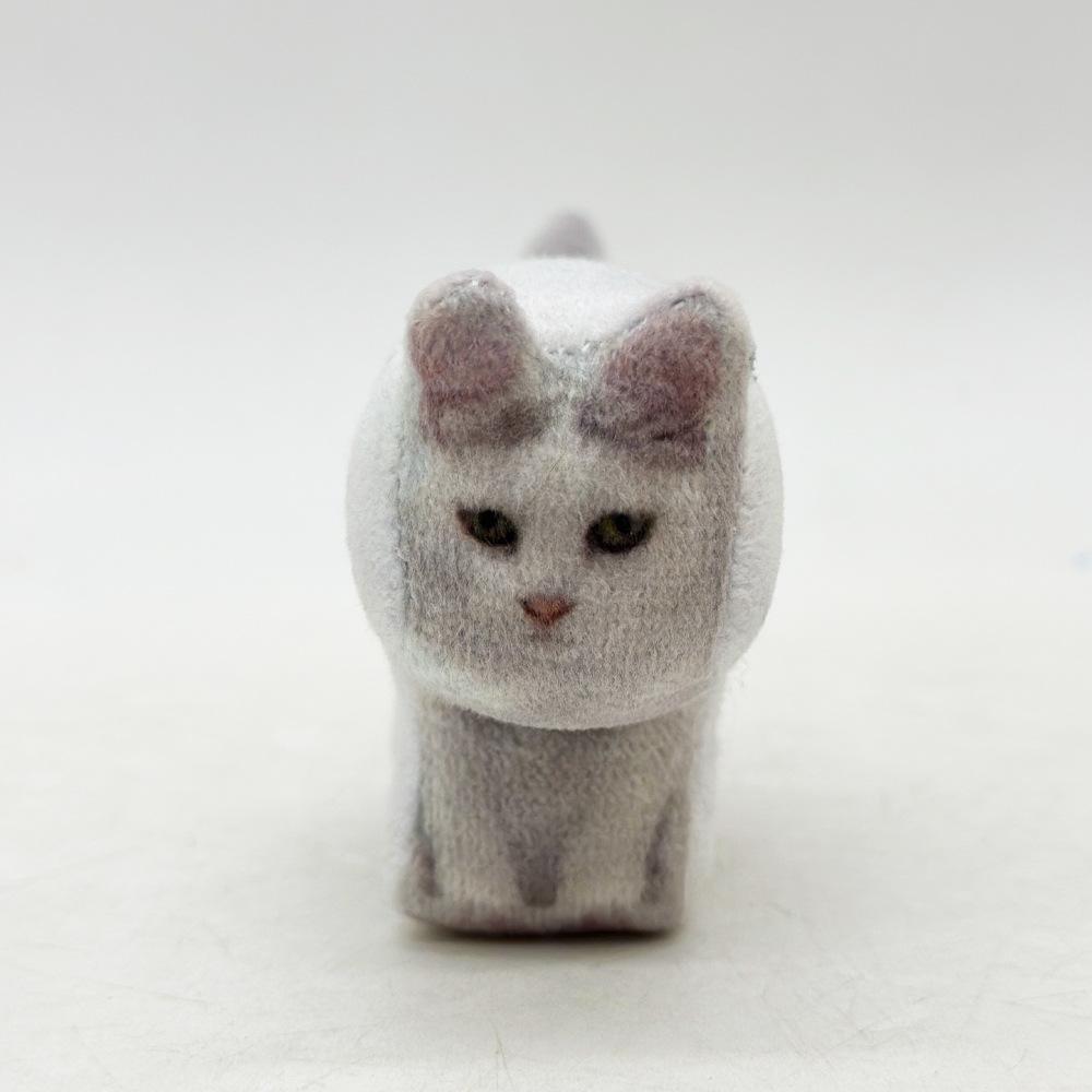New Square Print Cat Simulation Cat Cute Small Ornaments Plush Doll