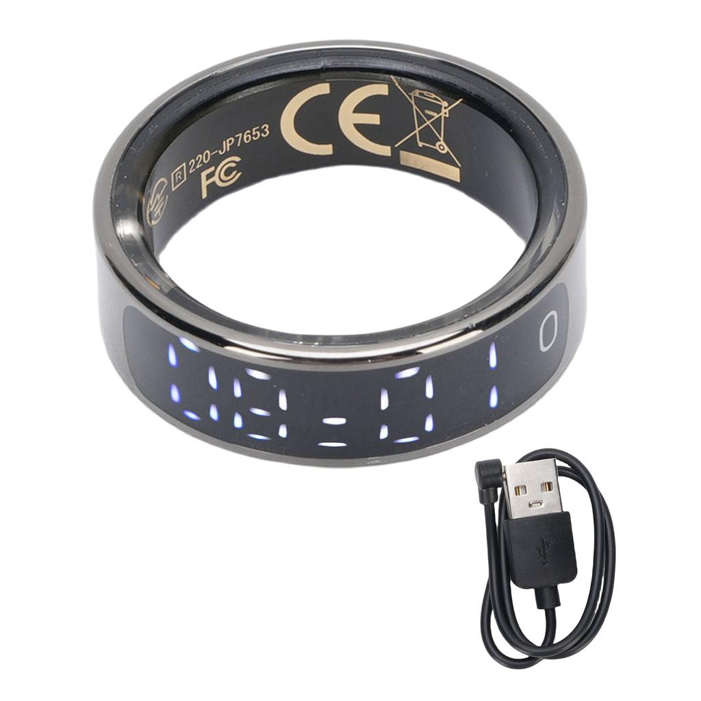 Fitness Tracker Ring with Display Screen Gesture Control Taking Picture 50 Meter Waterproofing Smart Ring for Sports