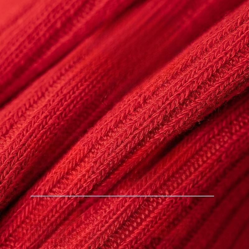 Red Socks for Men's Autumn and Winter, Big Red Wedding and Festive Mid-calf Socks for The Zodiac Year