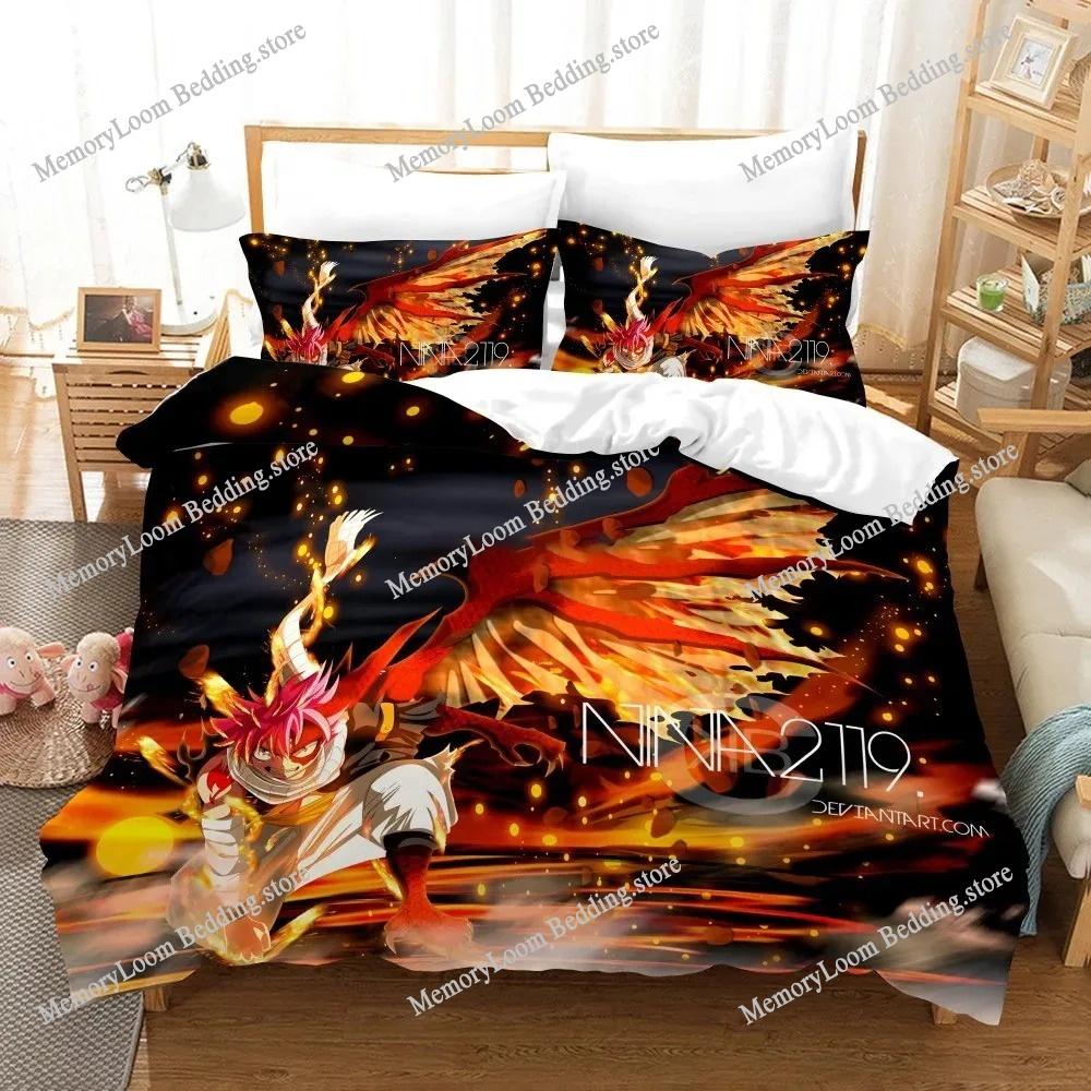 Stampa 3D Anime Fairy Tail Logo Natsu Set Letto Ragazzi Ragazze Misura Singola Queen Copripiumino Federa Letto Bambini Adulti Tessili per la Casa