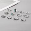 Ring Vintage Turquoise Crescent Carving Hollow 12 Piece Set Ring Women