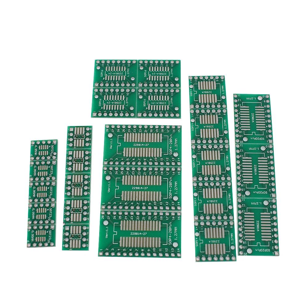 35PCS Double-Sided PCB Kit SMD Turn To DIP Adapter Converter Board SOP8 MSOP10 SOP14 SOP16 SOP20 SOP24  Electronic Components