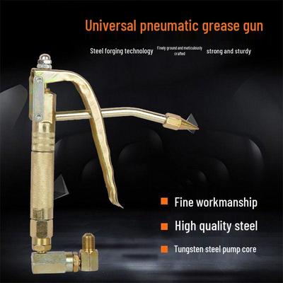 Universal High-Pressure Pneumatic Electric Grease Gun Nozzle with Aluminum-Iron Grip and Accessories