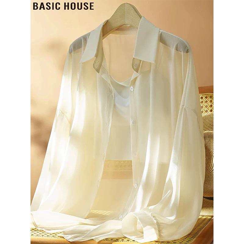 Basic House Women s Ice Silk Sun Protection Loose Shirt One Size