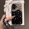 Applicable To iPhone16promax Mobile Phone Case iPhone17 Black 14 Crystal Diamond 15 Rhinestone 12 Lanyard