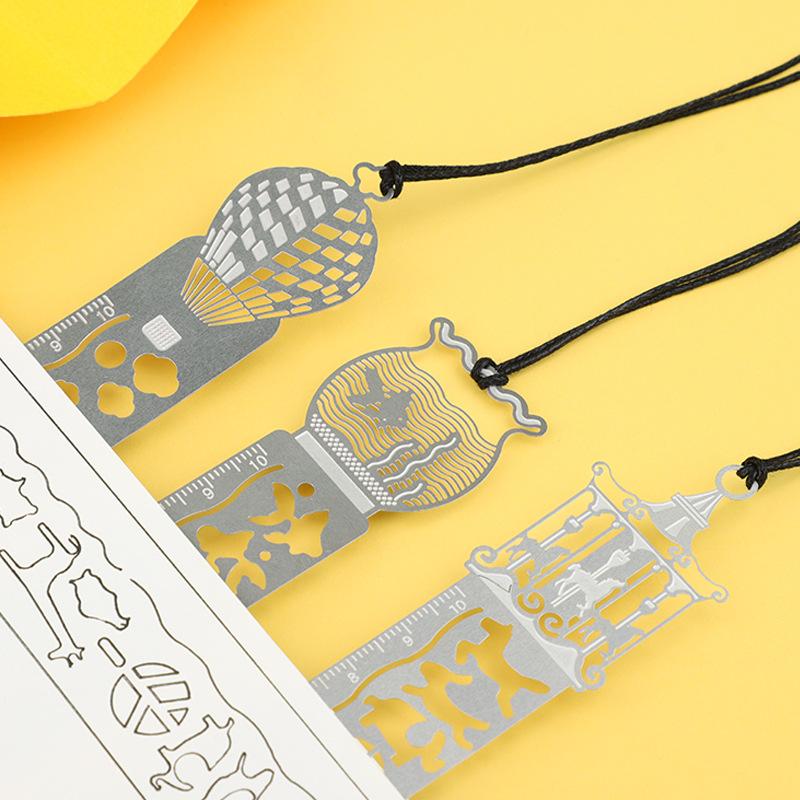Office School Supplies Ruler Student Stationery Multifunctional Metal Bookmark Korean Learning Tool Stainless Steel Measuring