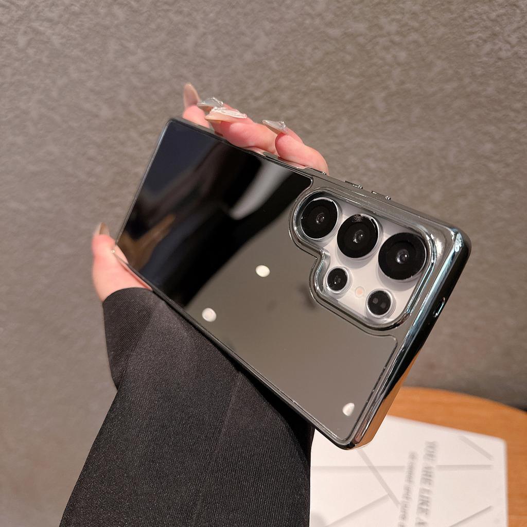 Samsung S25Edge Electroplating Makeup Mirror Mobile Phone Case S24Ultra Full Inclusive Anti Fall New Hard Case