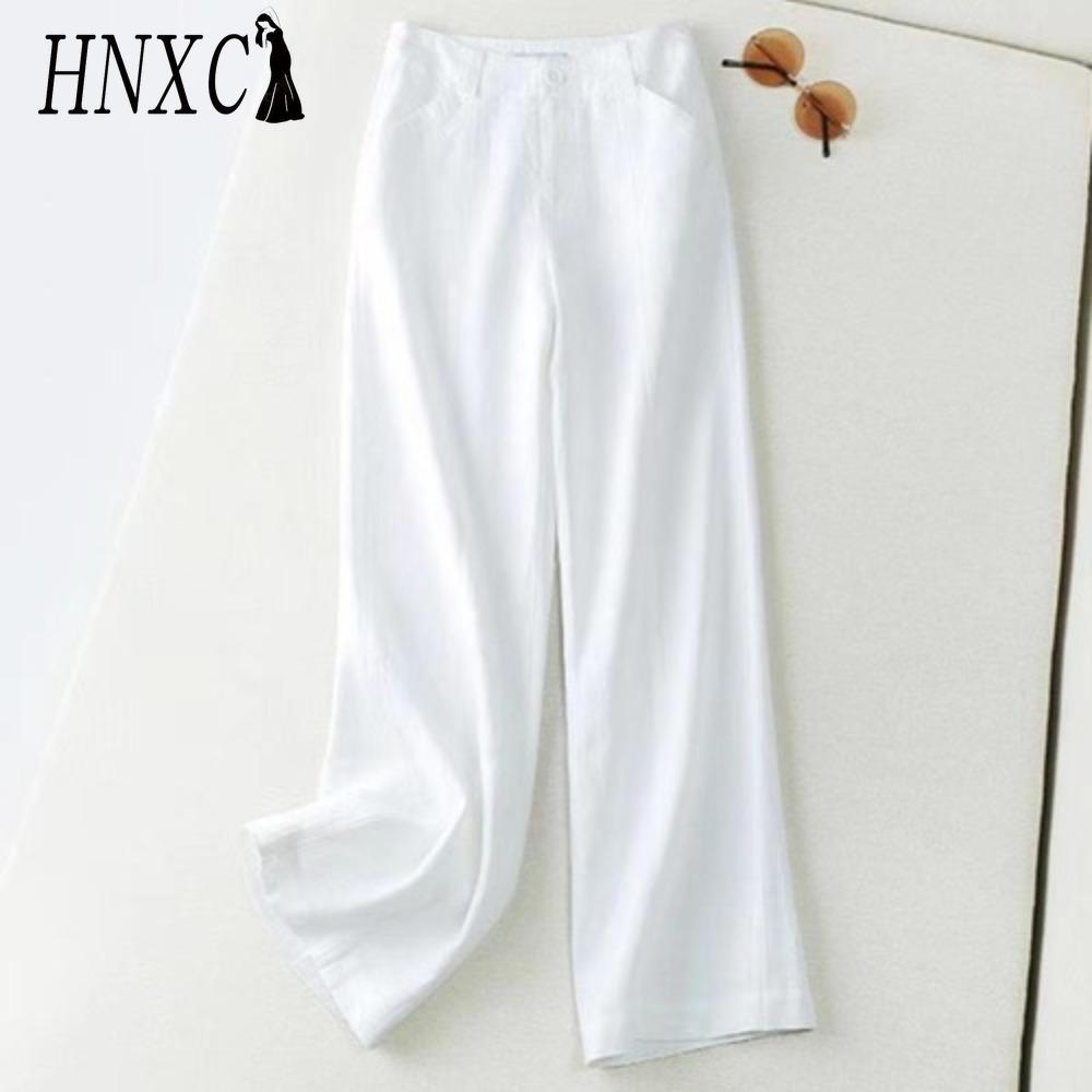 

HNXC Женские модные повседневные брюки и капри с однотонным принтом M белый