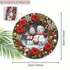 Warmes Winterliches Weihnachts-Holzschild mit Schneemann- & Kranzmuster, Weihnachtsornament zur Hängedekoration für Haustür, Wand, Veranda, Ideales Weihnachtsgeschenk