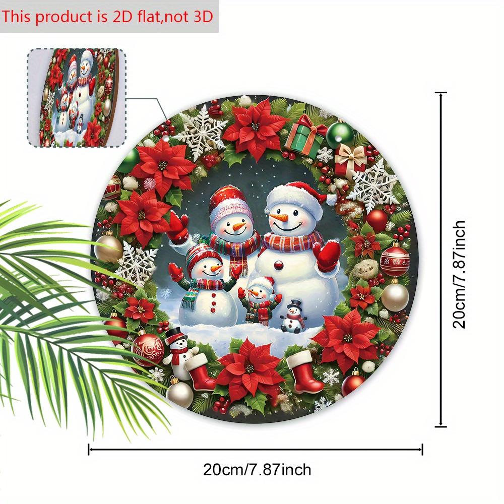 Warmes Winterliches Weihnachts-Holzschild mit Schneemann- & Kranzmuster, Weihnachtsornament zur Hängedekoration für Haustür, Wand, Veranda, Ideales Weihnachtsgeschenk