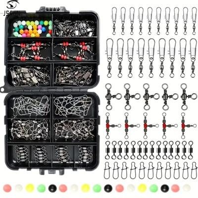 140pcs/set Sea Fishing Accessories Tackle Box Kit Set Jig-Hooks Swivels Clamp