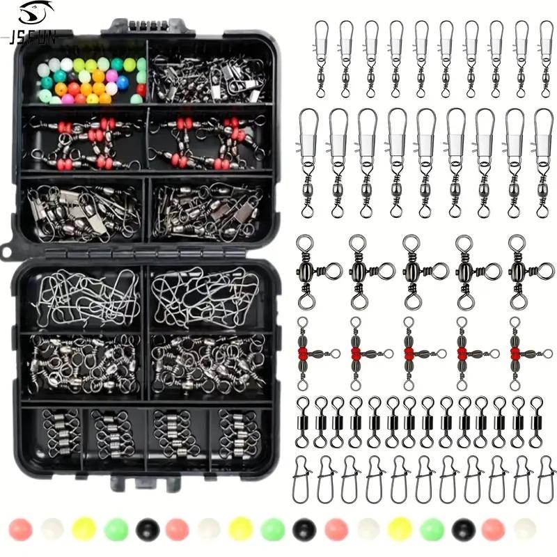 140pcs/set Sea Fishing Accessories Tackle Box Kit Set Jig-Hooks Swivels Clamp