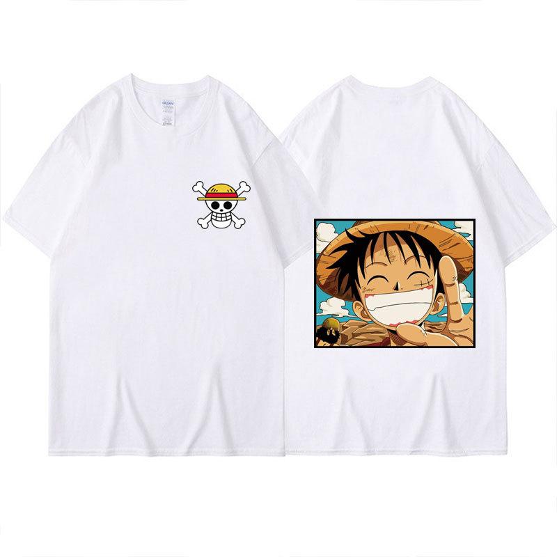 Anime ONE PIECE Mens T-shirt Harajuku Luffy Manga Graphic Tops Tees Shirt Cosplay Cotton Cartoon Tshirts Unisex Casual Summer Streetwear