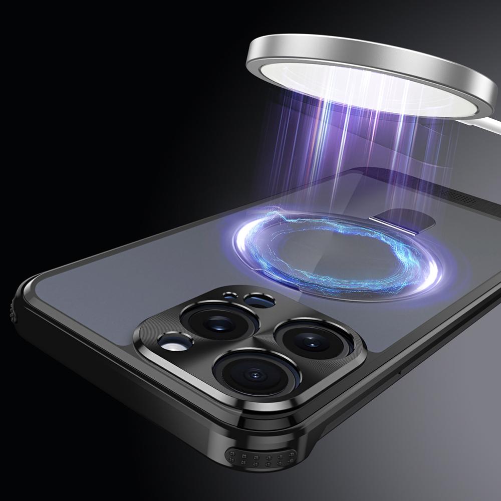 For iPhone 14 Pro Max Magnetic Case Aromatherapy Acrylic+Aluminum Alloy Kickstand Cover