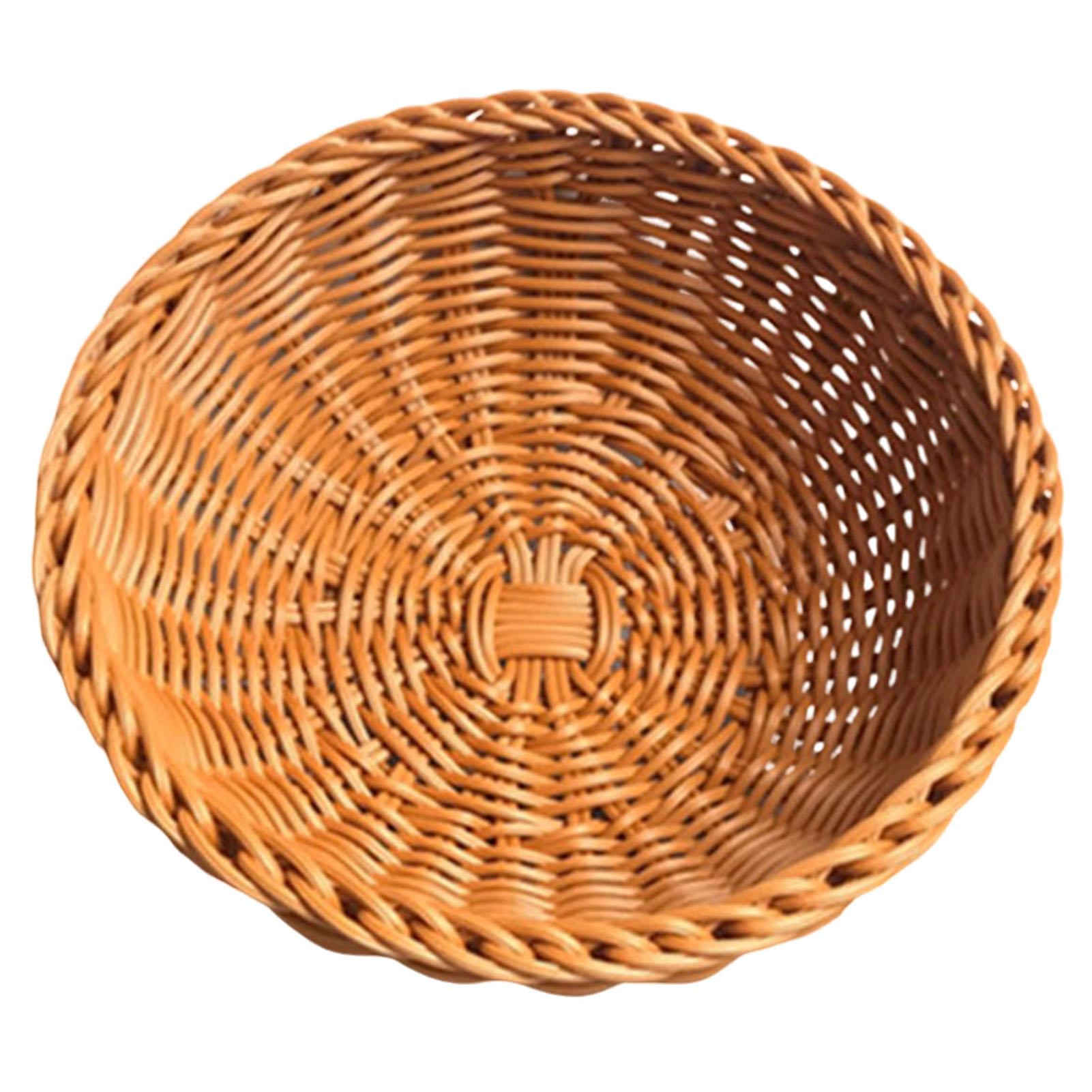 

Woven Bread Basket European Round Kitchen Storage Organizer for Fruits Pastries Home Decor Vintage Style Handmade Rattan