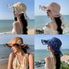 Summer Pearl Floral Straw Hat With Wide Brim For Outdoor Travel Sun Protection