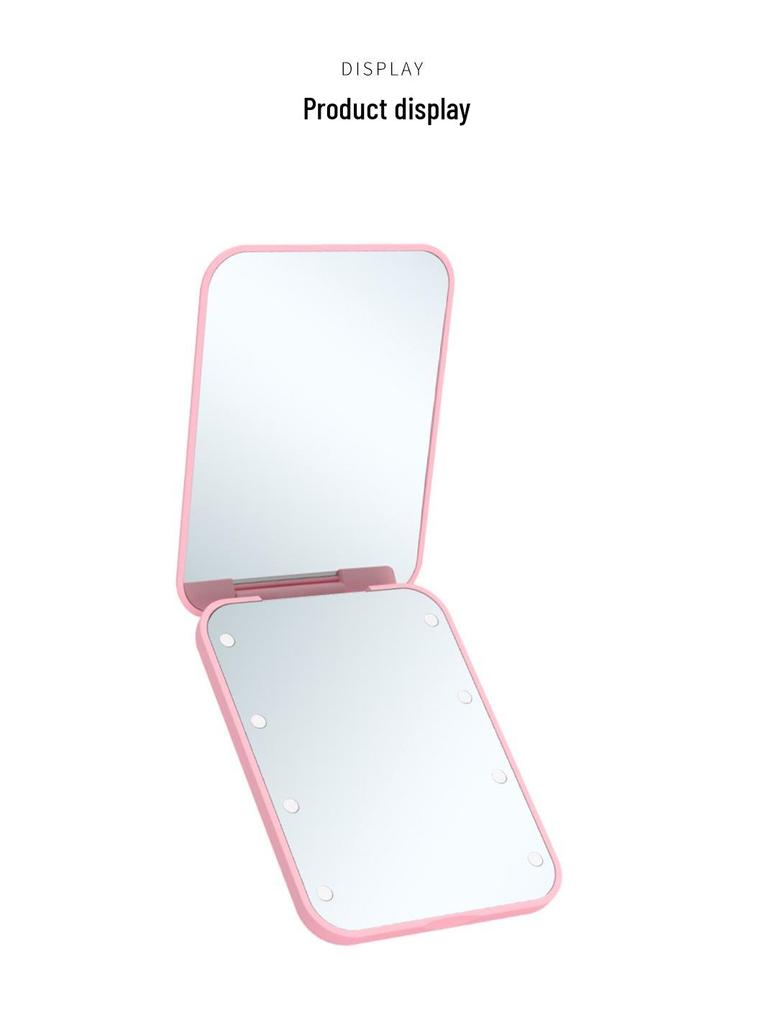 Portable LED Makeup Mirror with 2X Magnification - Handheld, Folding Design