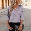 Womens 3/4 Length Sleeves Shirts V-Neck Satin Loose Dressy Trendy T-Shirt Pullover Blouse Tops