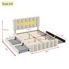 140 X 200cm Large Storage Capacity Upholstered Bed with LED Light Strip USB 4 Drawers Headboard Ergonomic Design Velvet Cover Teen Bed Home