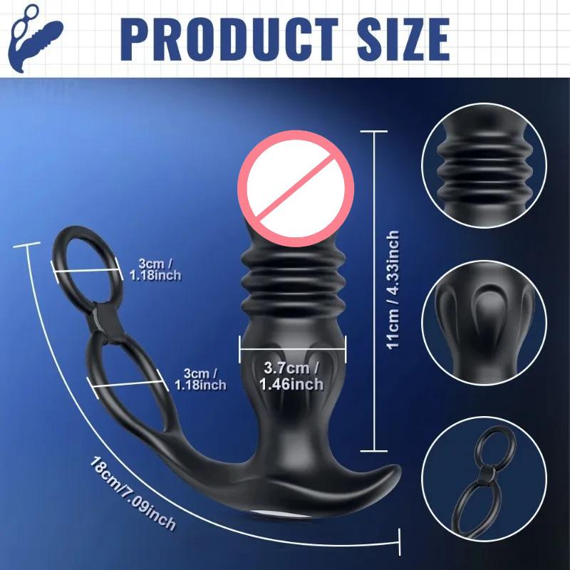 Neue APP-Steuerung Männlicher Stoßender Prostata-Massagegerät Vibrator Männer Gay Masturbation Analer Stöpsel Teleskopischer Butt Plug Weibliches Erwachsenen-Sexspielzeug Teleskopischer Dildo