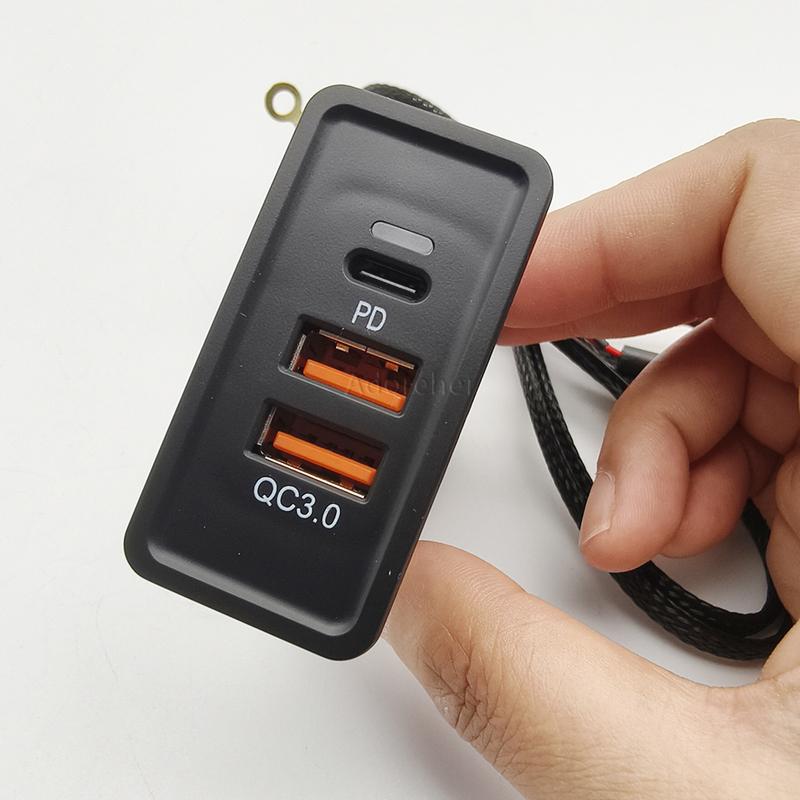 Car USB Quick Charge QC3.0 Fast Phone Charger Adapter Modified Charging Interface Socket Power Switch for Golf 7 Accessories