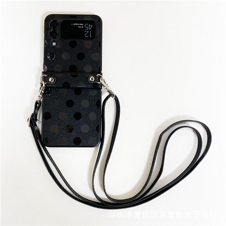 Applicable To Samsung ZFlip5 Laser Polka Dot Zflip4 Folding Mobile Phone Case P50pocket2 Lanyard Protective Case