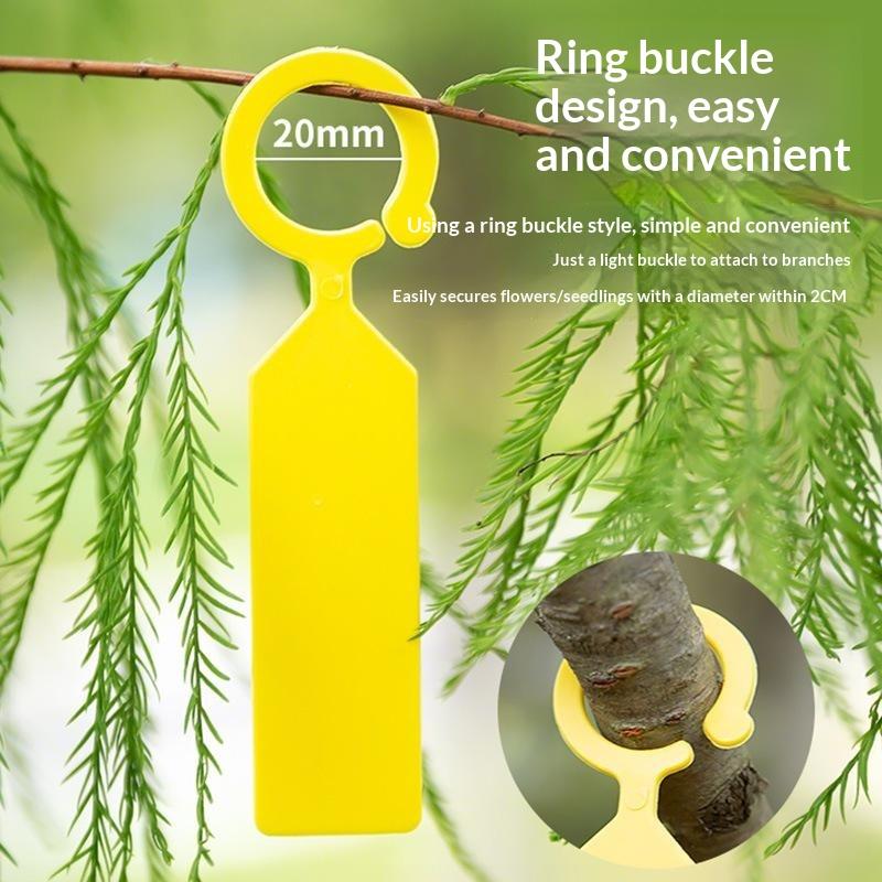 100Pcs Greenhouse Bonsai Collar Signs Ring Label Hook Tree Marker Nursery Stake Plastic Garden Hanging Plant Tags