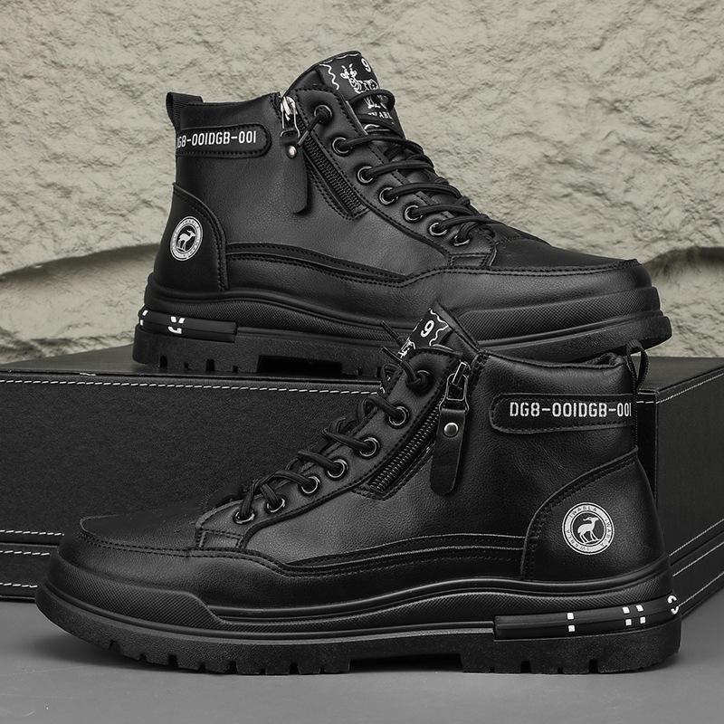 

Модные дышащие повседневные ботинки для мужчин Высококачественные ретро ботильоны Мужские ботинки на платформе Белая обувь для мужчин Bota Masculina 44 чёрный