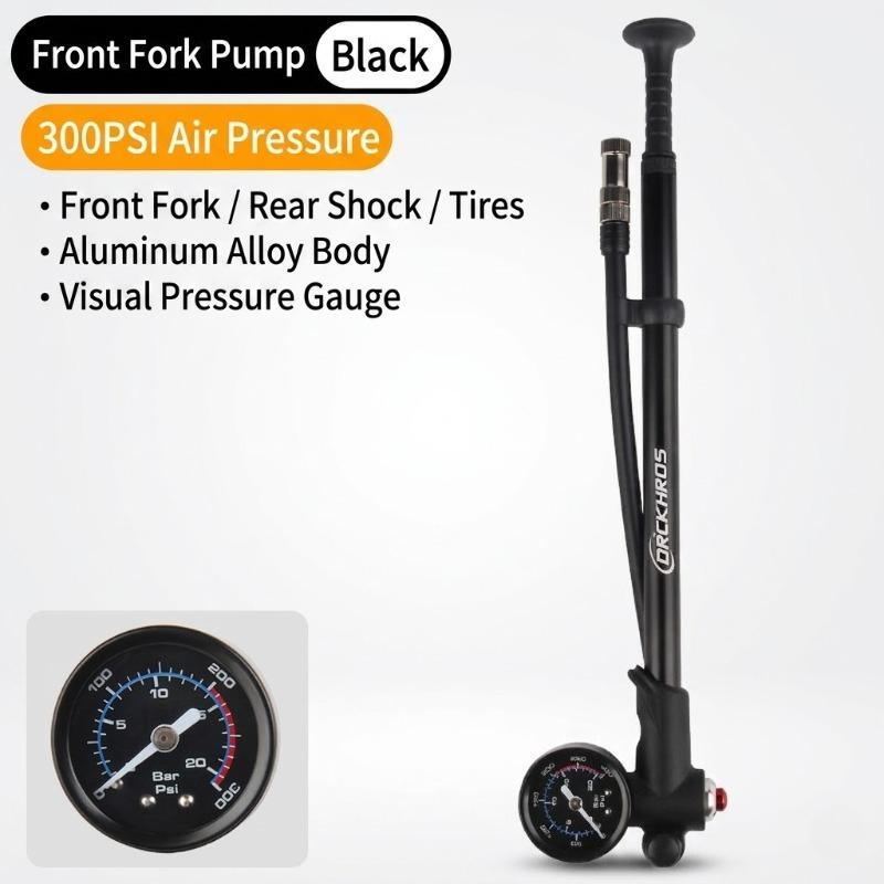 High Pressure Bicycle Pump 300PSI with Gauge Portable Shock Pump for Front Fork Rear Suspension Schrader Presta Valve MTB Road