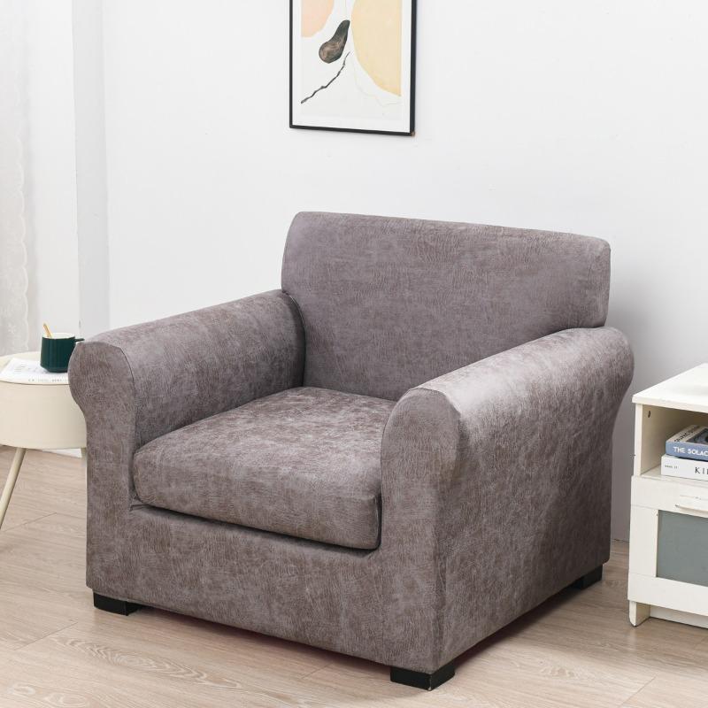 Couchbezug im Kunstleder-Look Stretch Einzelsofa Sessel Überwurf Möbelbeschützer Weich mit elastischem Boden Sesselbezug