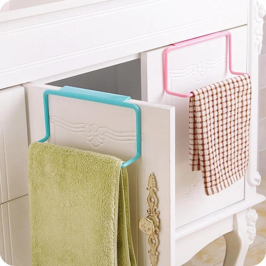 1 Pcs Towel Rack Hanging Holder Organizer Bathroom Kitchen Cabinet Cupboard Hanger Kitchen Accessories