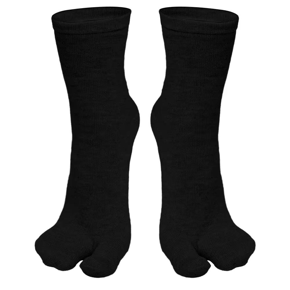

Fashion Cotton Socks for Women Japanese Simple Solid Color Flip Flop Sandal Split Toe Socks Middle Tube Foot Finger Sock Two-Toe One Size чёрный