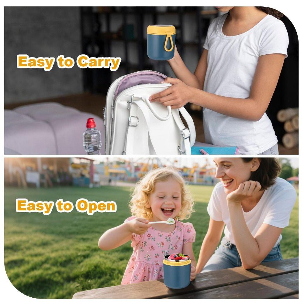 Portable Stainless Steel Lunch Box Leak-Proof Thermal Soup Container Vacuum Cup  Office Lunch