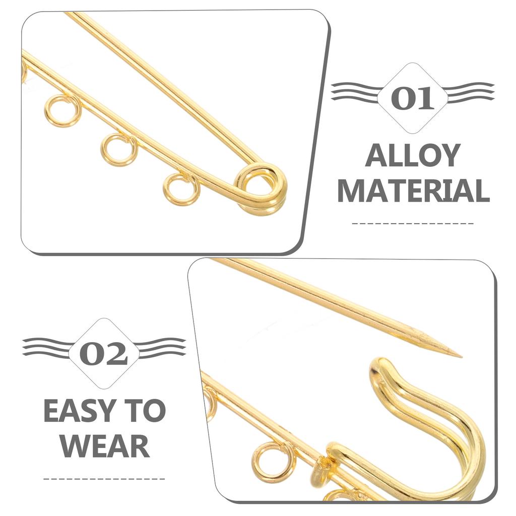 10Pcs DIY Safety Pins Heavy Duty Metal Brooch Findings for Crafts Fabric Clothing Repair Felting Pin Needles with Holes