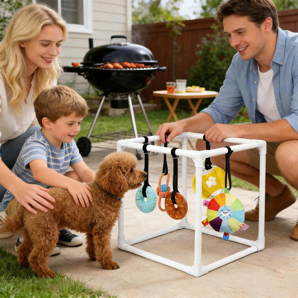 Puppy Play Gym with 5 Hanging Toys Small Dog Playground Assembly Frame Training Tool for Training Teething Calming Floor Play