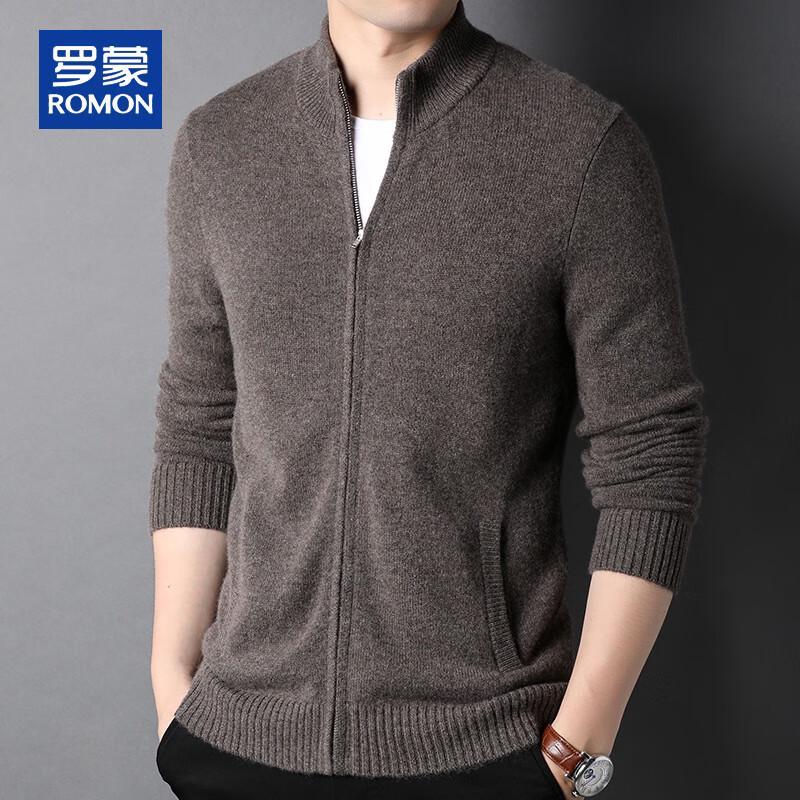 ROMON Men's 100% Pure Cashmere Zipper Cardigan
