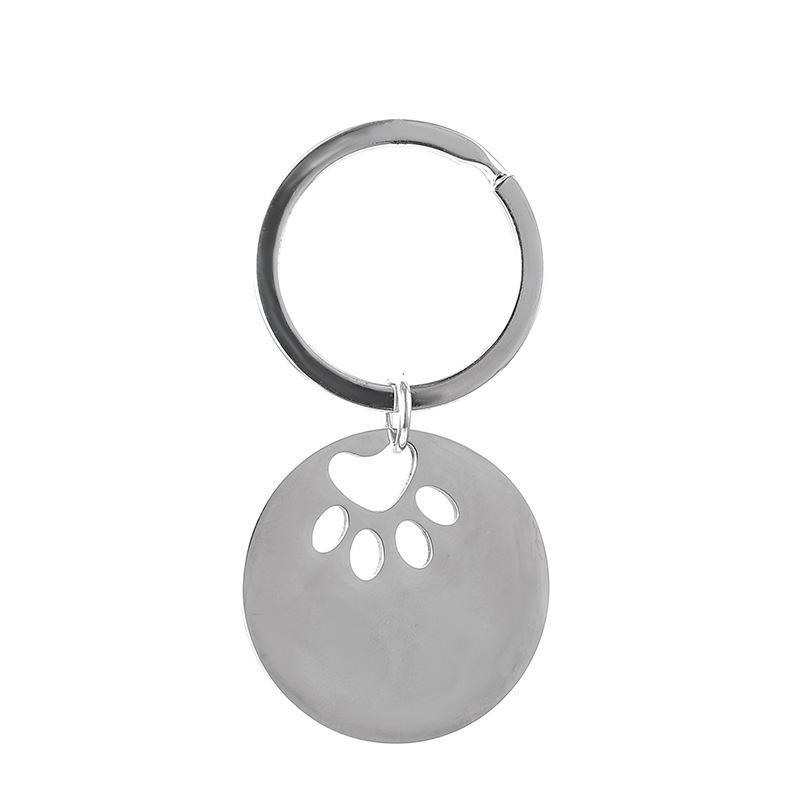 

Dog Round Tag Stainless Steel Keychain Anti Lost Pet Design Fashion Pendant Practical Dog Lover Gift