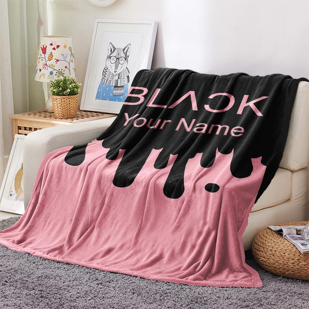 1PC Custom Name Blackpink Patterned Flannel Blanket Suitable For All Seasons for Home Decor Warmth and Comfort Gifts Holiday Present -HE100
