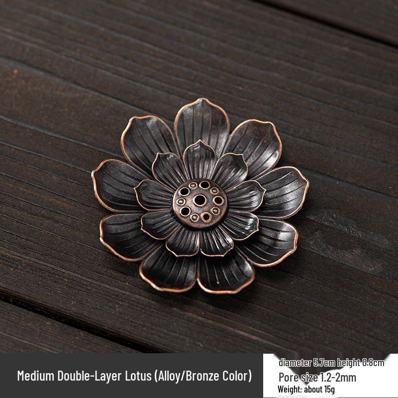 Copper Gourd Multi-functional Incense Holder and Burner with Lotus Design for Sticks and Coils.