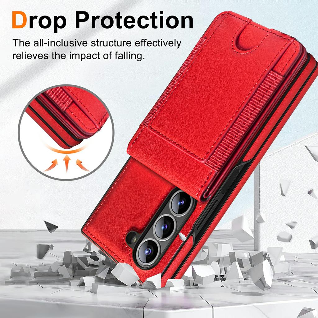 For Samsung Galaxy Z Fold6 5G Case Card Bag Kickstand Leather + PC Phone Cover with HD Screen Protector