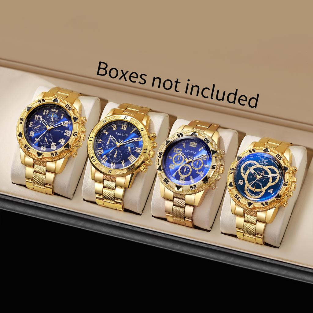 3pcs/4pcs/set Men's Handsome Watch Fashion Creative Dial Men's Casual Business Quartz Watch Combination Set (No Box)