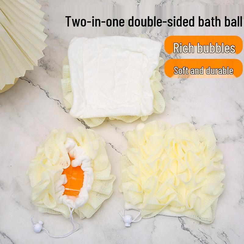 Double-Sided Bath Flower: Soft Foaming Net & Soap Holder Scrubber