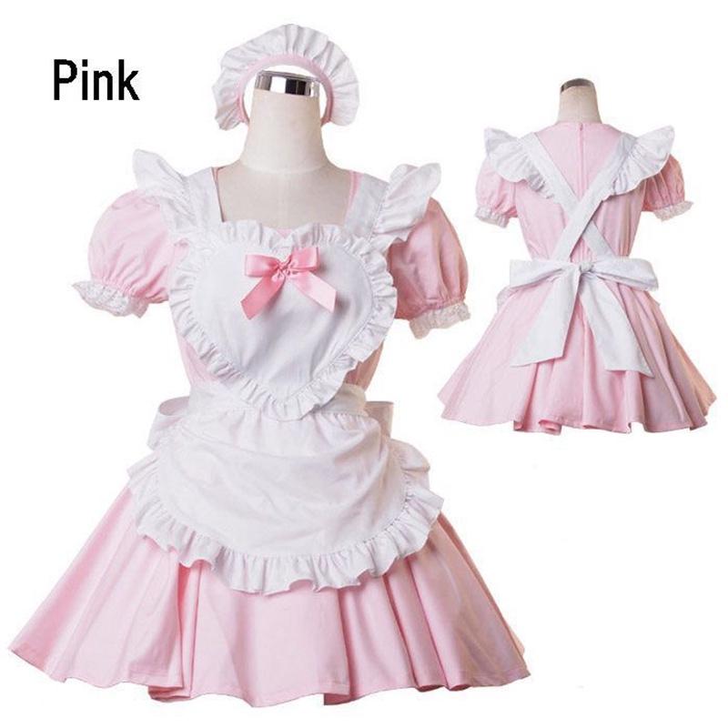 

Classic Japanese Black Maid Dress Alice Soft Sister Lolita Maid Dress Cosplay Pink,S
