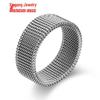 Triple-Tone Titanium Steel Men's Fashion Ring, 8mm Stainless Mesh, Fade-Resistant Business Style