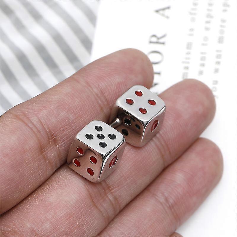 Korean style accessories, high-quality French-style cufflinks for men, unique 3D silver dice cufflinks P1039